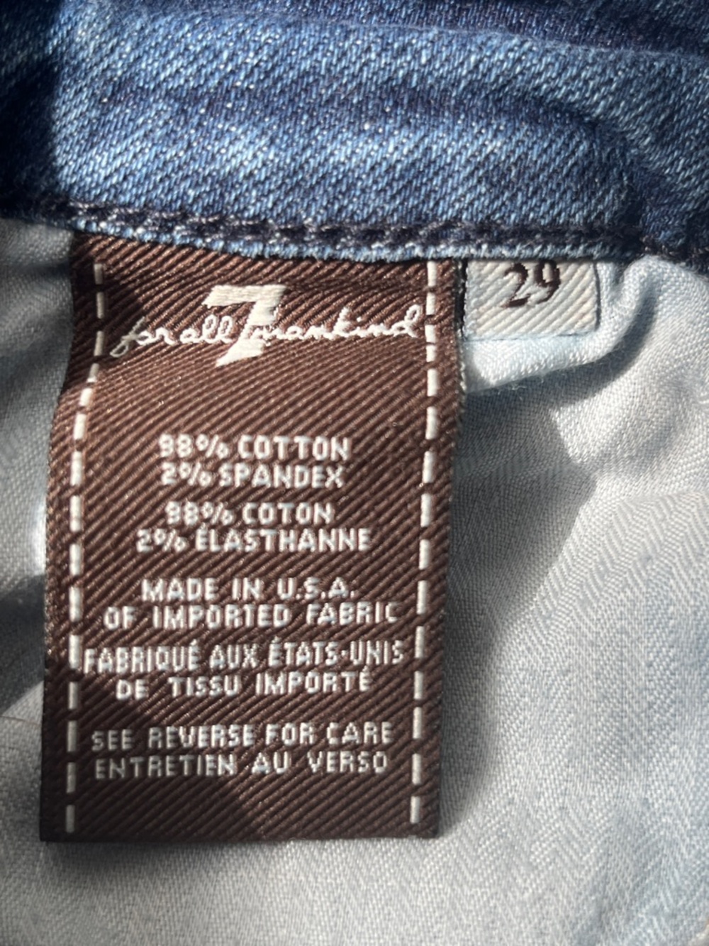 7 For All Mankind High Rise Gwenevere Jeans Medium Blue worn in cotton size 29 - Picture 4 of 8